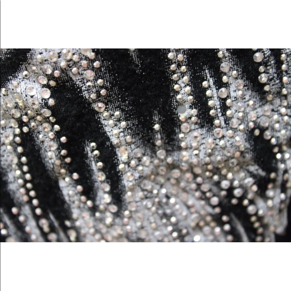 S12 Black 3D Metal Crystallize Women Over Piece Wings Blouse Black USA Med Wrap - Picture 10 of 12